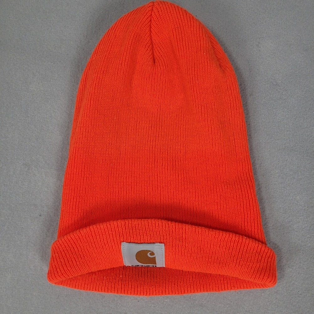 Carhartt Beanie Hat Mens OS Orange Watch Fold Regular Acrylic A18